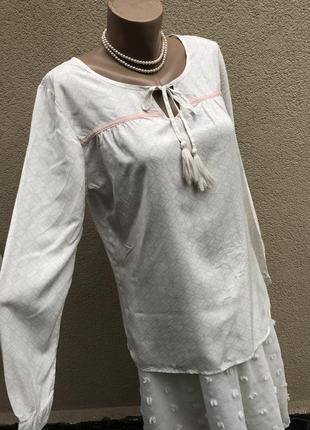 Штапельная блуза,удлиненная по спинке,рубаха в этно,деревенский стиль,broadway6 фото