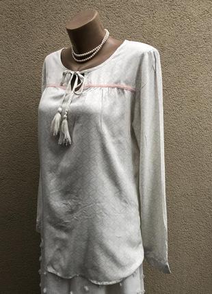 Штапельная блуза,удлиненная по спинке,рубаха в этно,деревенский стиль,broadway7 фото