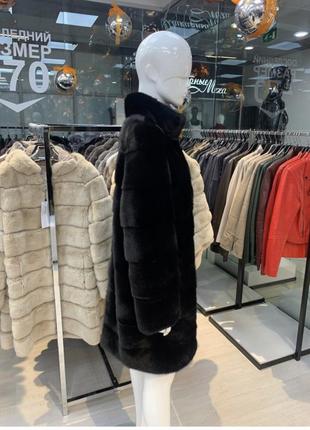 Роскошная норочная шуба с английским воротником