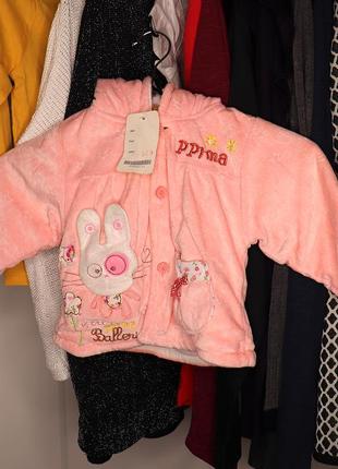 Новый детский розовый теплый халатик кофта, на 12-18 месяцев3 фото
