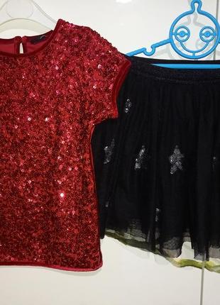Набор нарядный для девочки 5-7 лет с пайетками юбка упаковка юбка-пачка пышная блузка 5-6 лет5 фото
