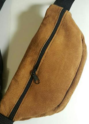 Большая бананка из натуральной кожи замши сумка на пояс кожаная барсетка на плечо барыжка2 фото