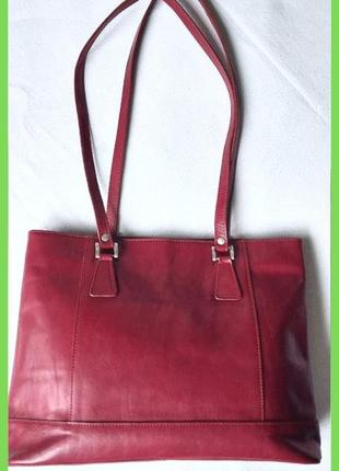 Нова структурована червона шкіряна жіноча сумка 38х29х10см3 фото