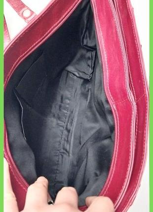 Нова структурована червона шкіряна жіноча сумка 38х29х10см9 фото