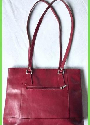 Нова структурована червона шкіряна жіноча сумка 38х29х10см2 фото