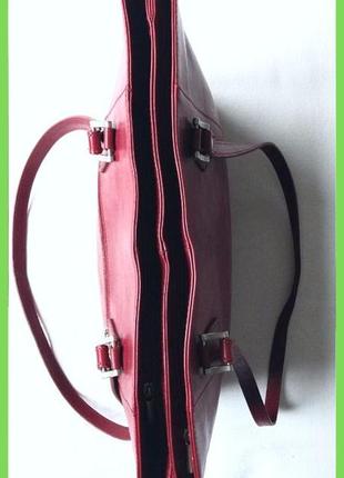 Нова структурована червона шкіряна жіноча сумка 38х29х10см7 фото