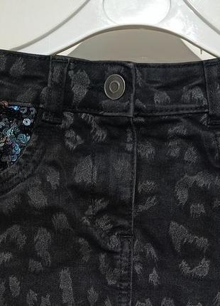 Черная джинсовая юбка с пайетками тигровая nutmeg для девочки 8-9 лет2 фото