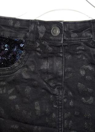 Черная джинсовая юбка с пайетками тигровая nutmeg для девочки 8-9 лет5 фото