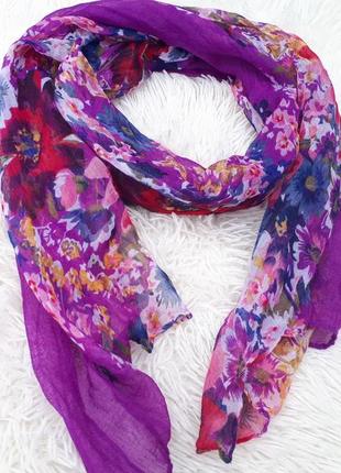Яркий и легкий немецкий шарф из вискозы в цветочный принт для женщин/легкая жатка