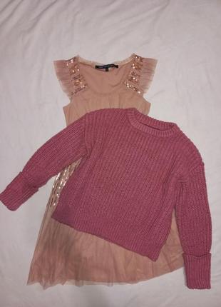 Розовый свитер вязаный george1 фото