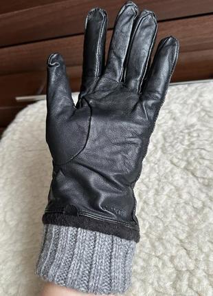 Кожаные мужские теплые зимние перчатки3 фото