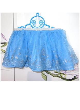 Нарядная праздничная фирменная пышная юбка синяя фатиновая disney для девочки 4 года