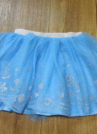 Нарядная праздничная фирменная пышная юбка синяя фатиновая disney для девочки 4 года3 фото