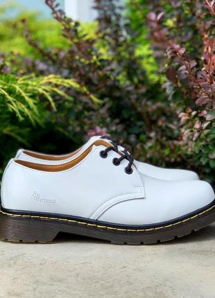 Туфлі martens jadon fur черевики лак з хутром white, туфлі білі унісекс