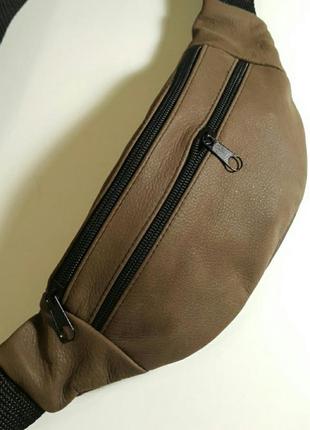 Бананка з натуральної шкіри стильна шкіряна сумка на пояс на плече барсетка барыжка