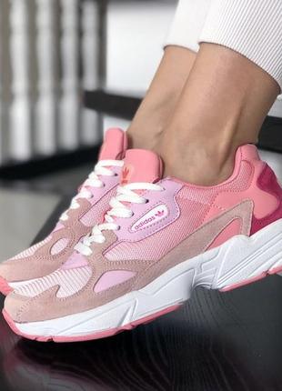 Крутые женские кроссовки adidas falcon розовые1 фото