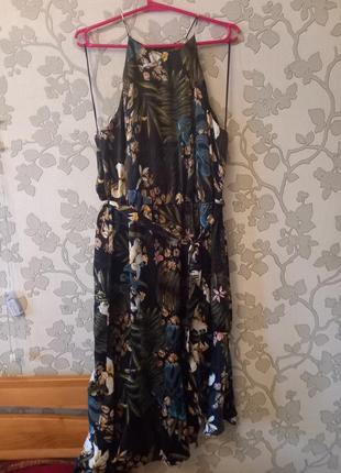 Шикарное сатиновое платье-миди 54-56 размера1 фото