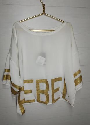 Коротка футболка, шифонова блуза oversize bershka l