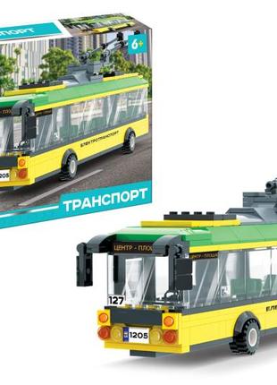 Конструктор троллейбус iblock транспорт открываются двери и поднимается люк 281 деталь (pl-921-379)