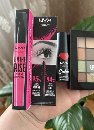 Nyx professional makeup gimme superstars! (mascara/10ml + lipstick/3.5g + eye/palette/13.28g) набор для макияжа3 фото