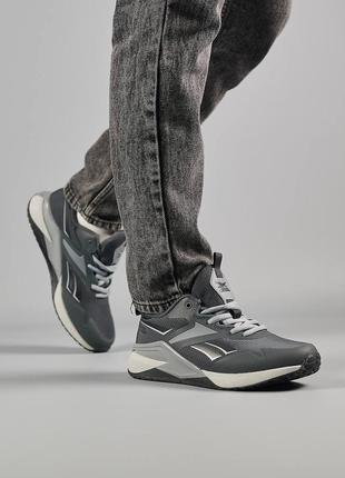 Мужские кроссовки reebok nano x2 fleece / утепленные / зимние / обувь / водонепроницаемые / флис / спортивные / черные, серые