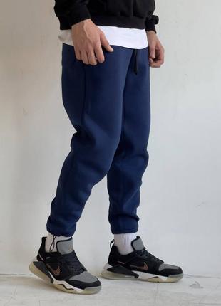 Спортивные штаны утепленные оверсайз синие