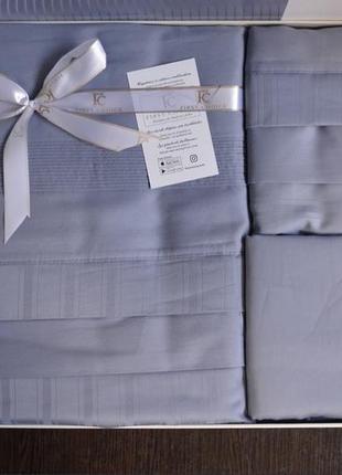 Турция 🇹🇷 элитная постель страйп сатин евро размер голубого цвета из натуральной ткани качество премиум4 фото
