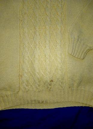 Вязаный шерстяной женский свитер большого размера, желтый5 фото