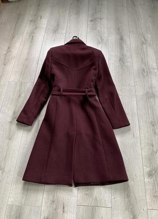Пальто шерстяное натуральная шерсть осень весна бордового цвета размер xs s3 фото