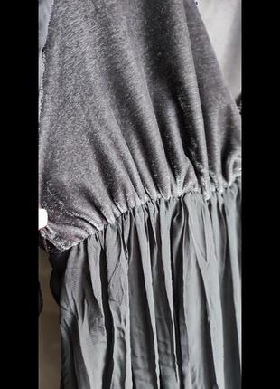 Плаття бархат шифон сіре графіт нарядне повітряне бохо шик7 фото