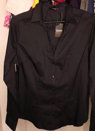 Новая черная рубашка, не тянется, размер 446 фото