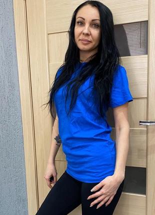 Футболка взрослая мужская женская синяя для спорта и повседневной носки , хлопок 100%