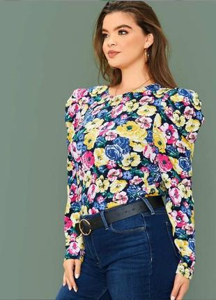 Шикарная блуза топ shein цветы этикетка2 фото