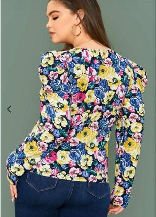 Шикарная блуза топ shein цветы этикетка3 фото
