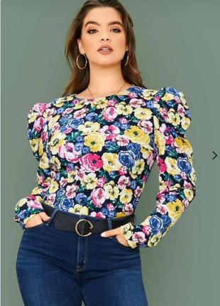 Шикарная блуза топ shein цветы этикетка1 фото