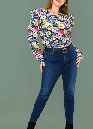 Шикарная блуза топ shein цветы этикетка5 фото