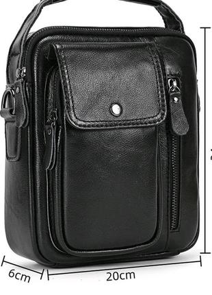 Качественная кожаная сумка ржа, черная2 фото