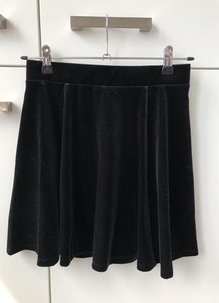 Велюровая черная юбка h&m размер s5 фото