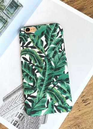 Чехол на айфон 7 iphone с банановыми листьями тропический принт