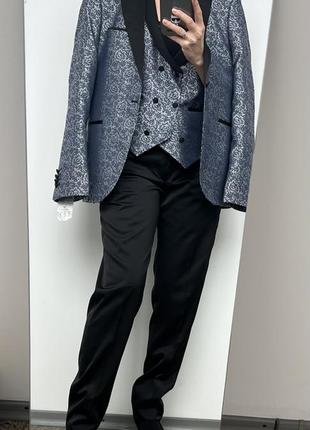 Mario bosso роскошный нарядный костюм тройка из мужского плеча из тонкой шерсти2 фото