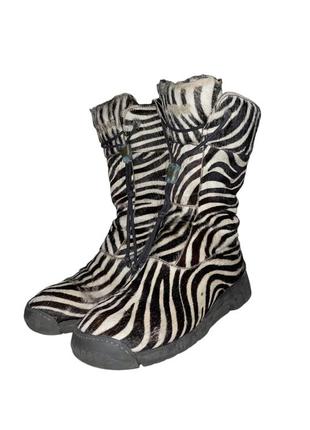 Vintage bumper boots zebra print genuine leather  39 р