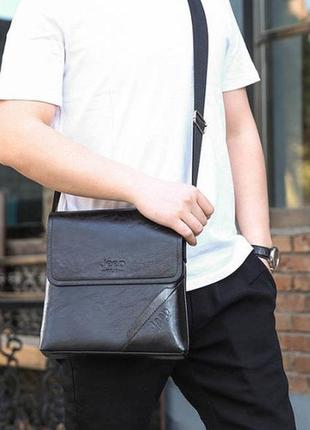 Чоловіча сумка-планшет jeep через плече, барсетка сумка-планшет для чоловіків екошкіра3 фото
