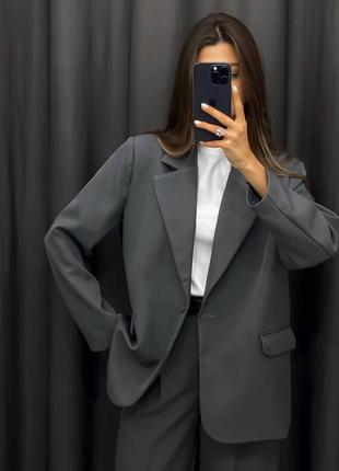 Серый классический костюм / пиджак + брюки2 фото