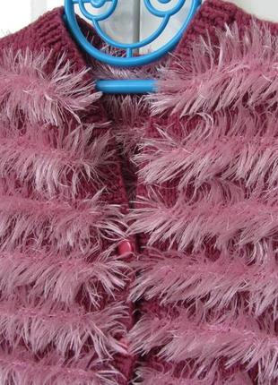Теплая розовая красивая вязаная жилетка безрукавка на пуговицах для девочки около 2 лет3 фото