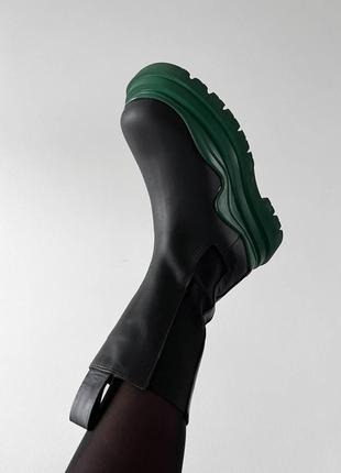 Женские стильные ботинки челси bottega veneta black green premium (без лого)3 фото