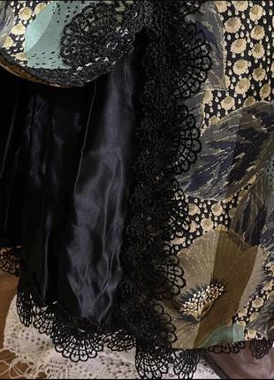 Винтажная невероятная красивая длинная пышная юбка юбка макси с кружевом в цветах в складку этано готическая готический стиль6 фото
