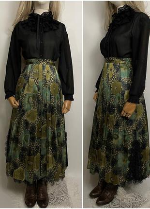 Винтажная невероятная красивая длинная пышная юбка юбка макси с кружевом в цветах в складку этано готическая готический стиль1 фото