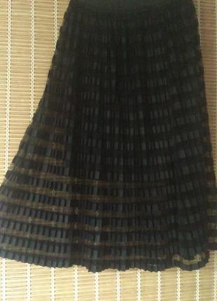 Черная юбка плиссе,сетка5 фото