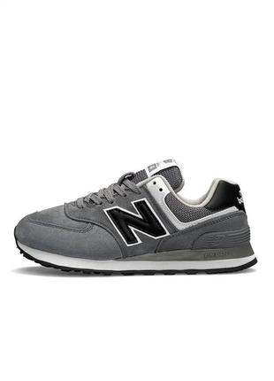 Женские кроссовки new balance 574 premium gray white black