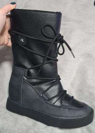 Чоботи, ботільони келвін кляйн, шкіряні чоботи calvin klein jeans hidden wedge cupsole snow boot